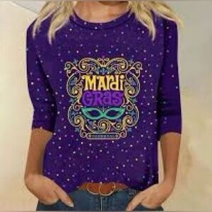 Purple Mardi Gras Graphic Top